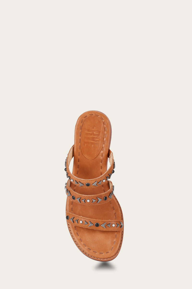 Estelle Studded Slide - Tan - Top Down