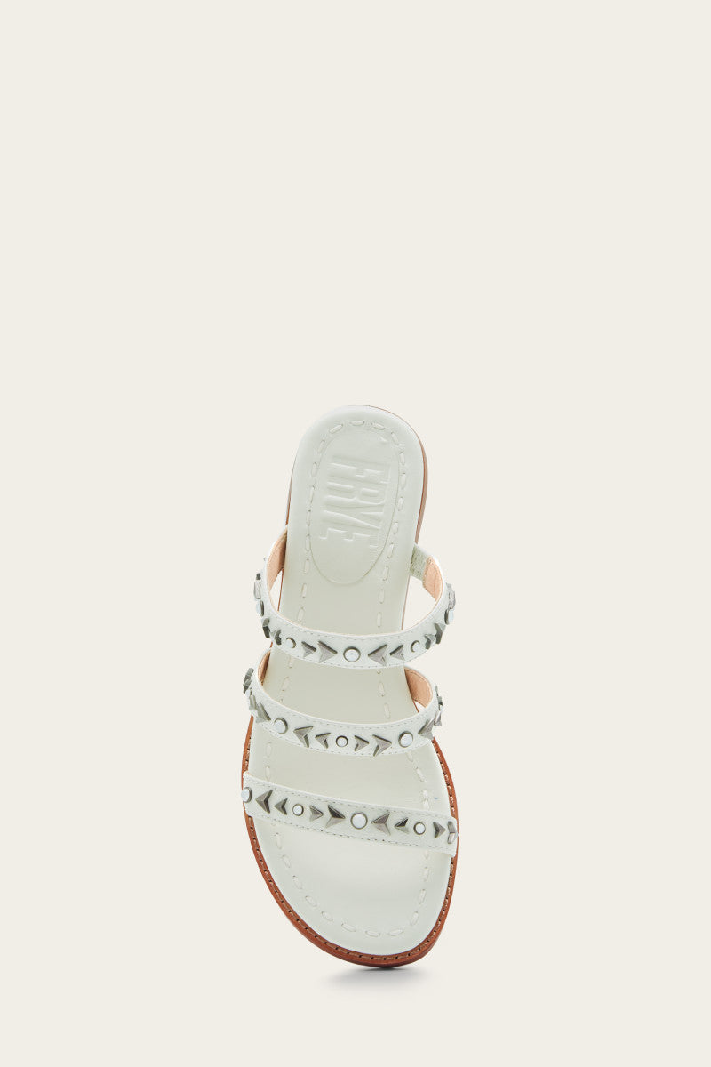 Estelle Studded Slide - White - Top Down