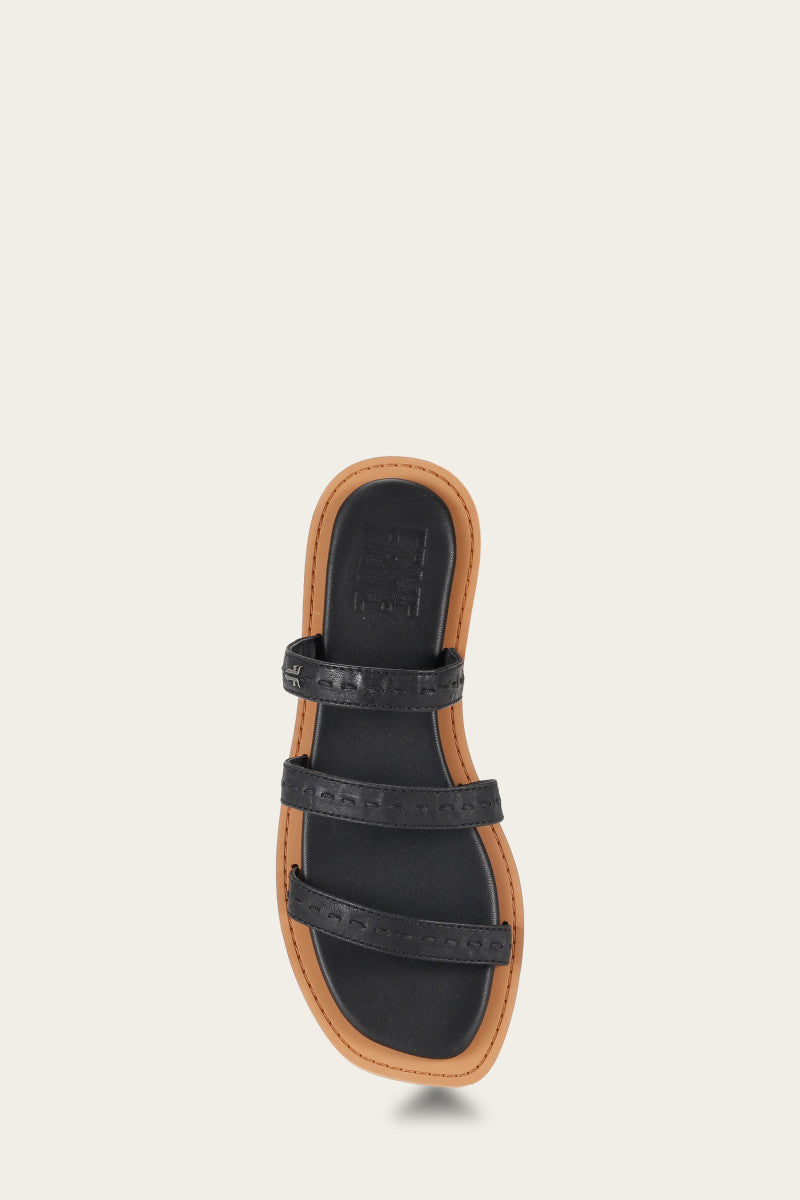 Faye Strappy Slide - Black - Top Down