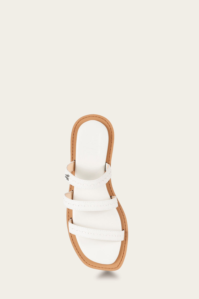 Faye Strappy Slide - White - Top Down