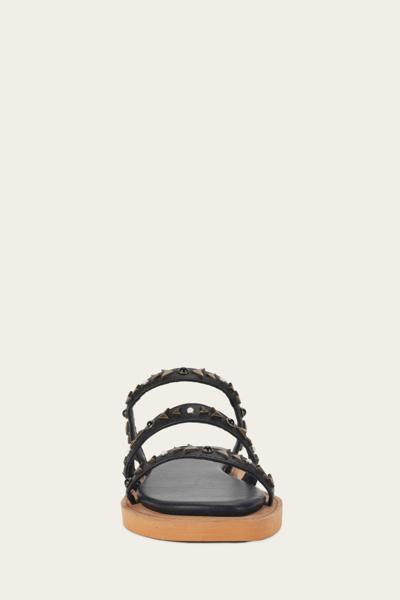 Faye Studded Slide - Black - Front