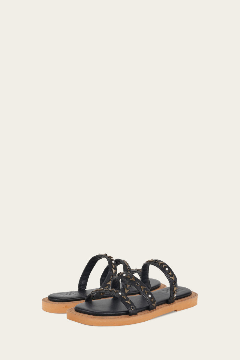 Faye Studded Slide - Black - Pair