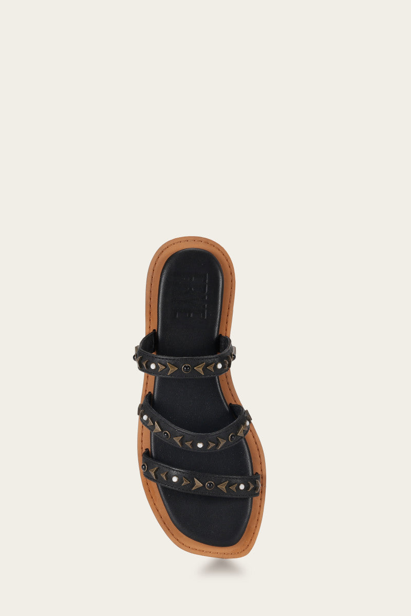 Faye Studded Slide - Black - Top Down