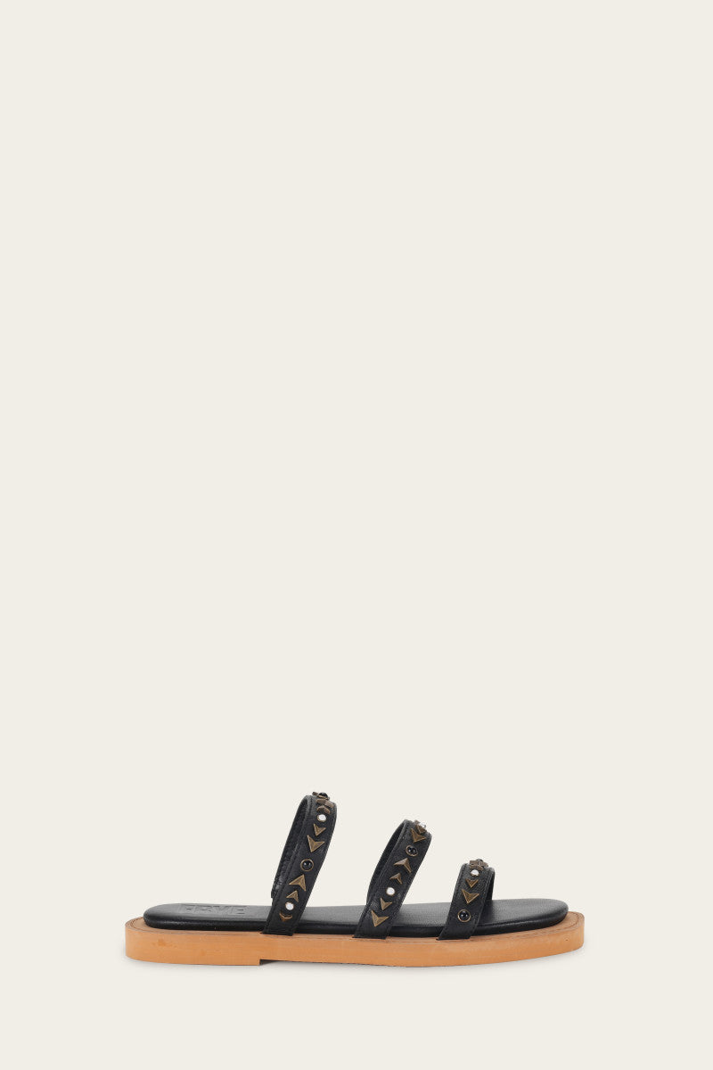 Faye Studded Slide - Black - Outside