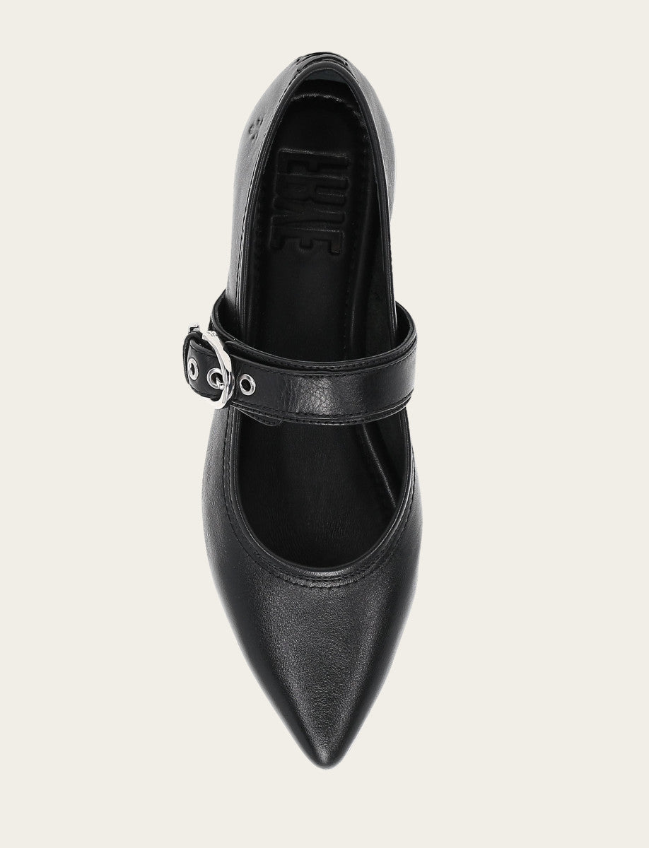 Heather Buckle Mary Jane - Black - Top Down