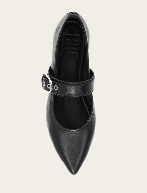 Heather Buckle Mary Jane - Black - Top Down