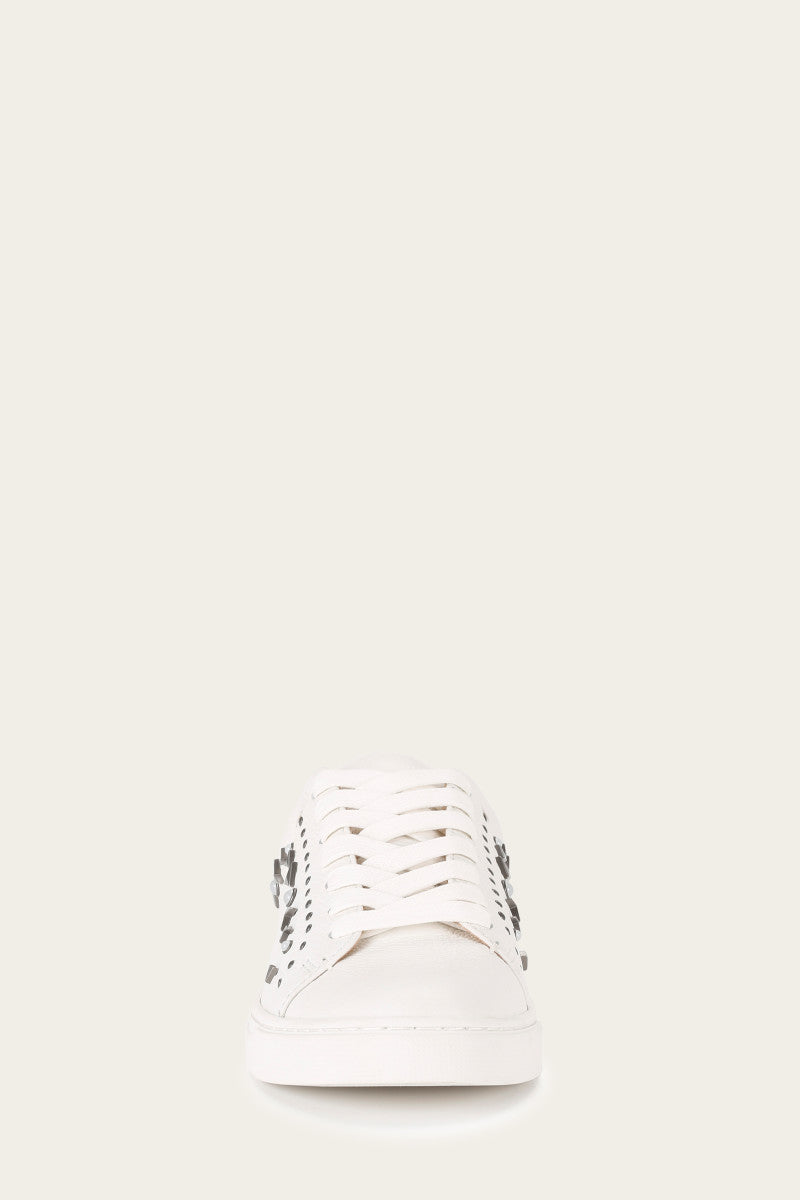 Ivy Studded Low Lace - White - Front
