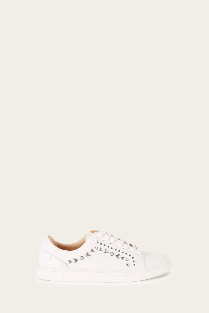 Ivy Studded Low Lace - White - Outside