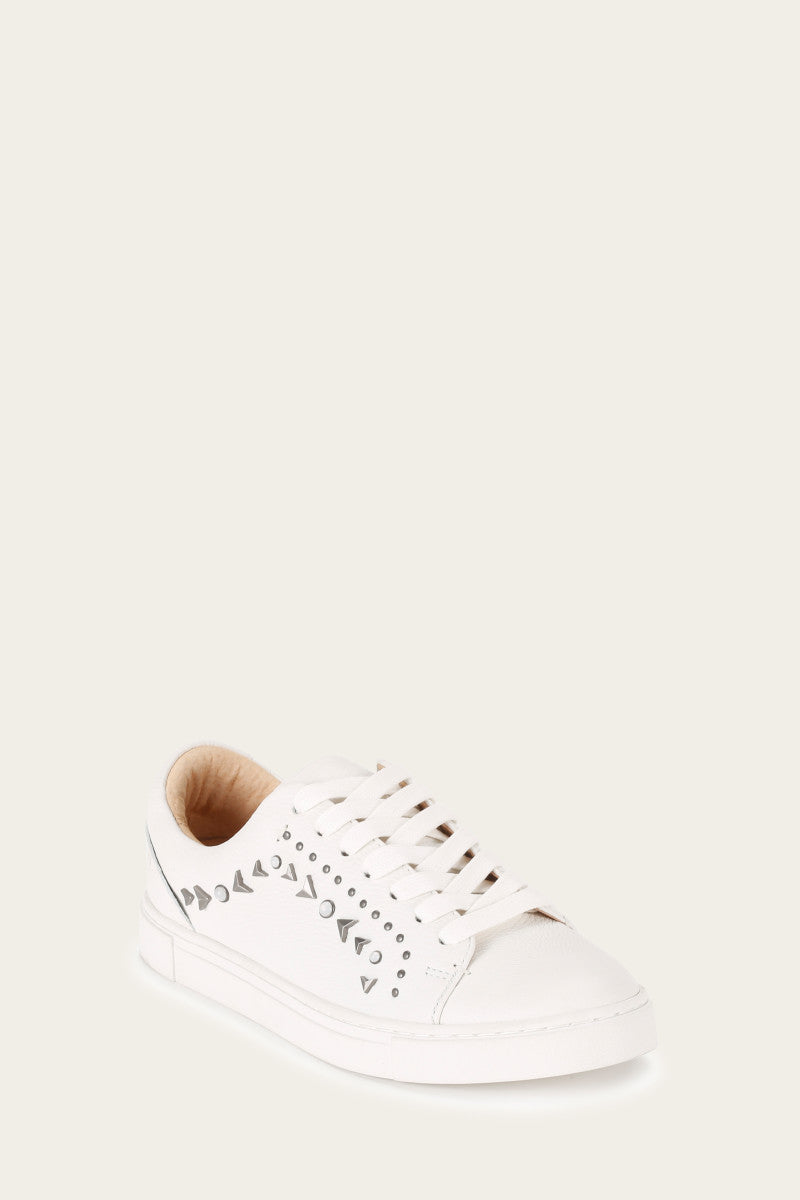 Ivy Studded Low Lace - White - Hero