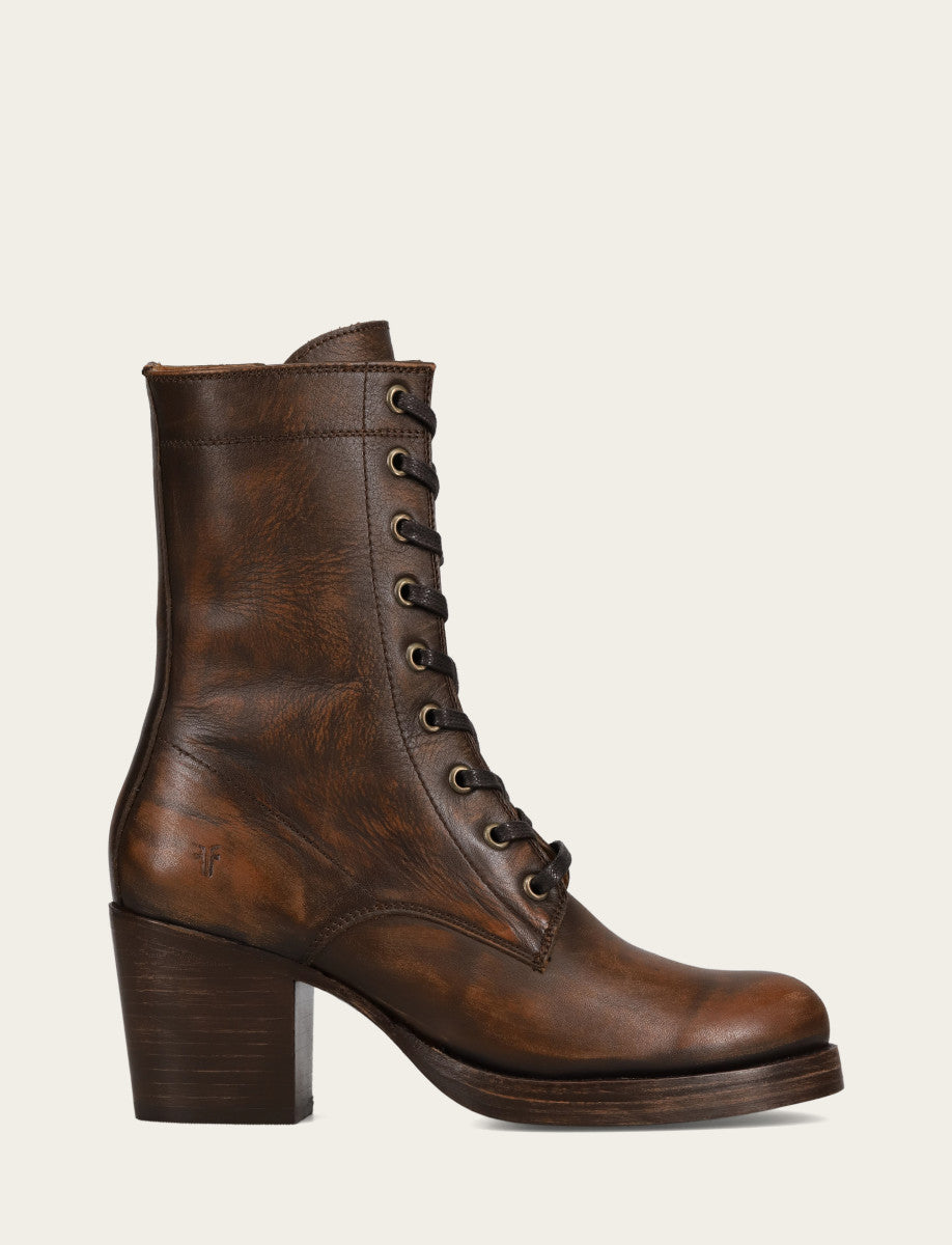 Jean Lace Up - Distressed Dark Brown - Outside