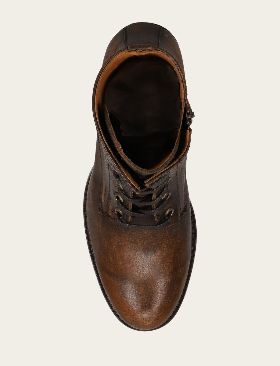 Jean Lace Up - Distressed Dark Brown - Top Down