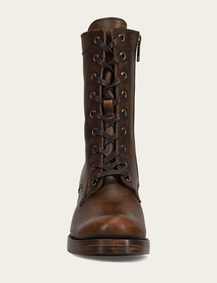 Jean Lace Up - Distressed Dark Brown - Front