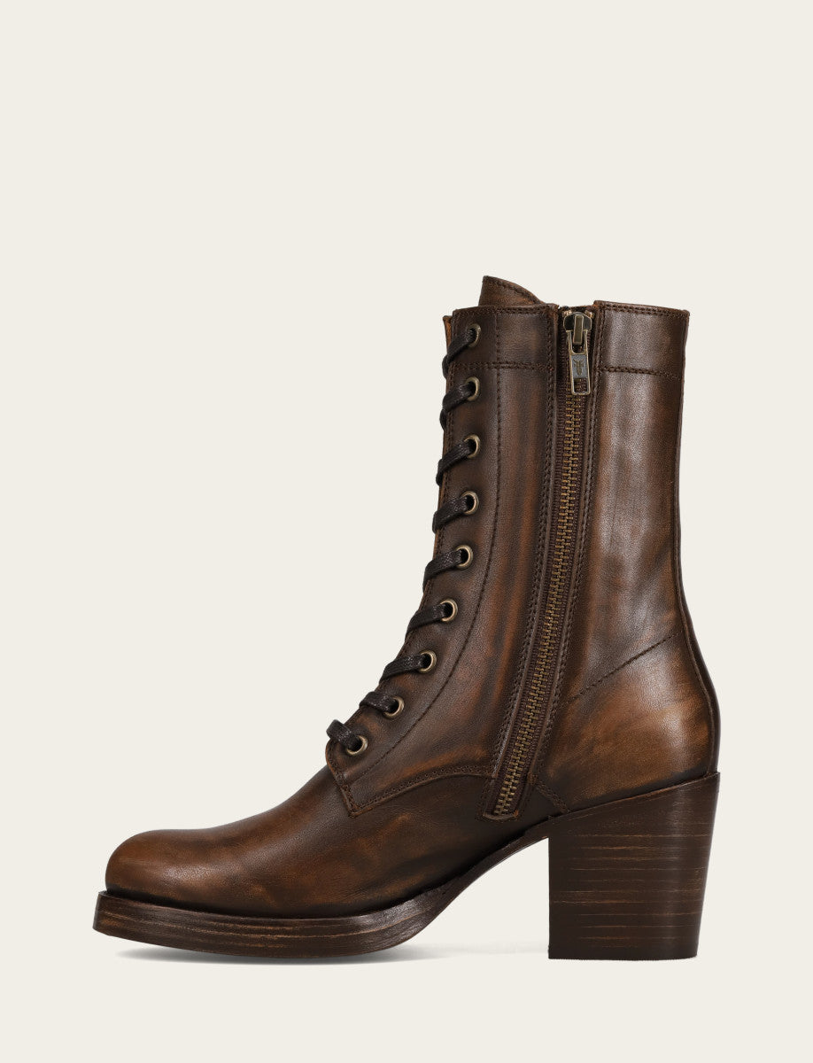 Jean Lace Up - Distressed Dark Brown - Inside