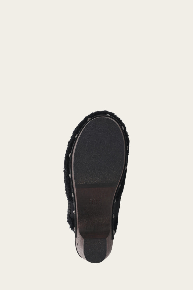 Jessica Shearling Clog - Black - Sole