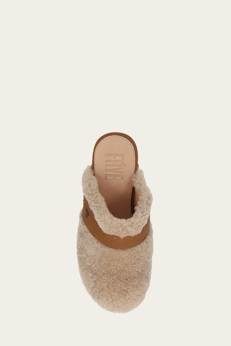 Jessica Shearling Clog - Tan - Top Down