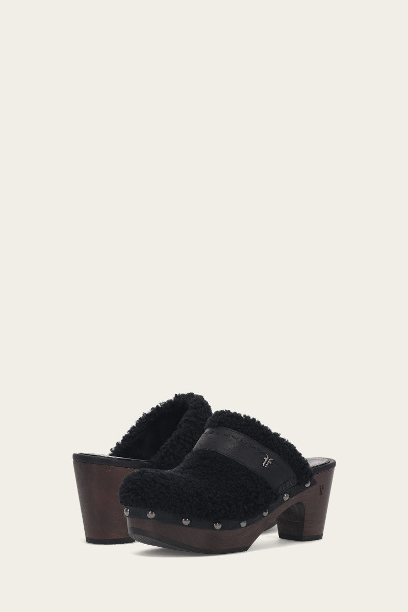 Jessica Shearling Clog - Black - Pair