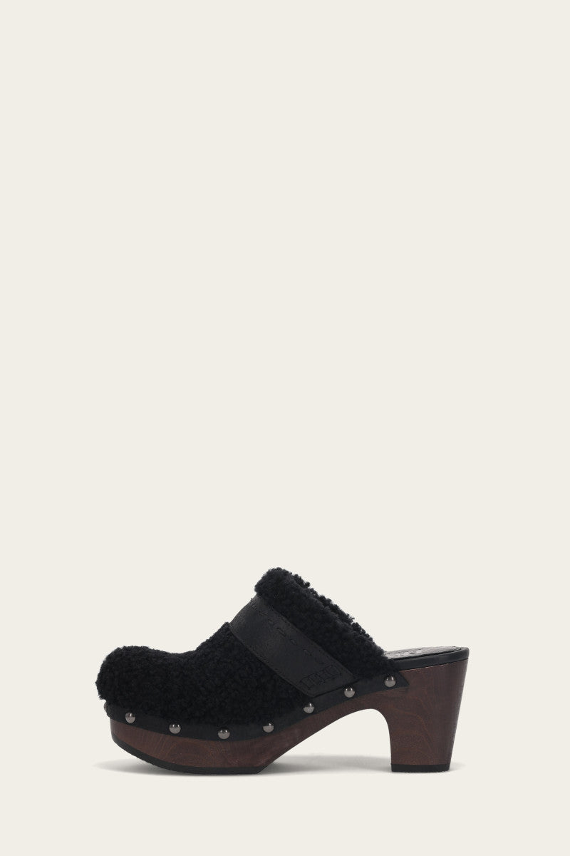 Jessica Shearling Clog - Black - Inside