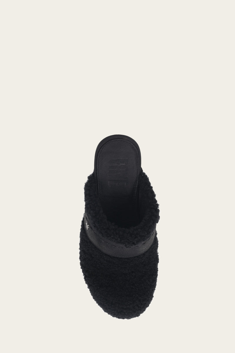 Jessica Shearling Clog - Black - Top Down
