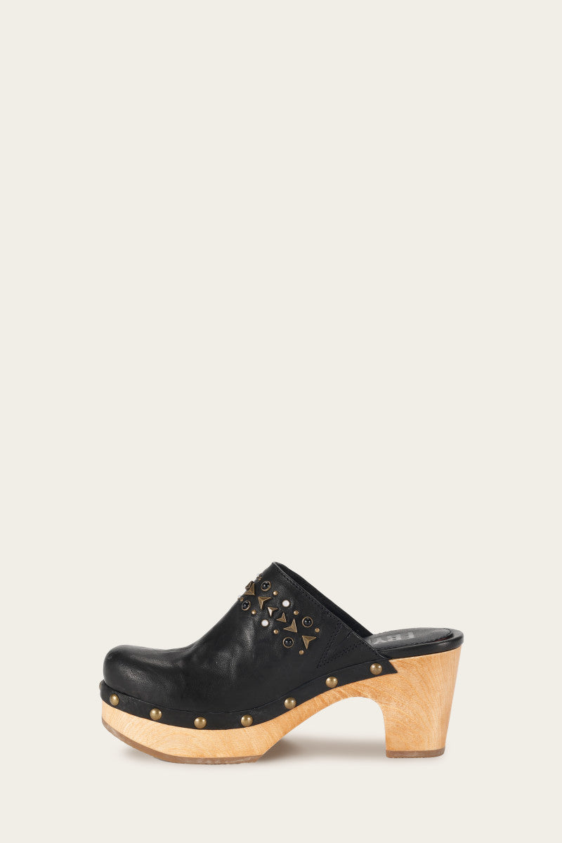 Jessica Studded Clog - Black - Inside