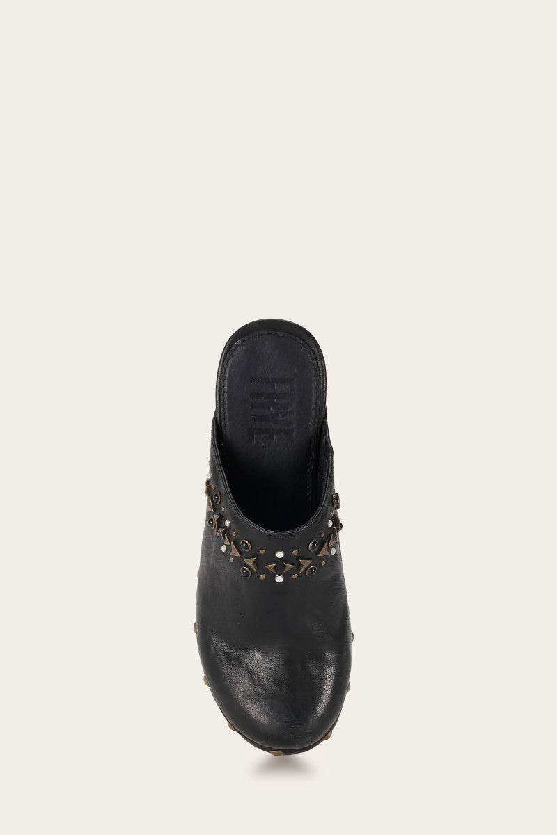 Jessica Studded Clog - Black - Top Down