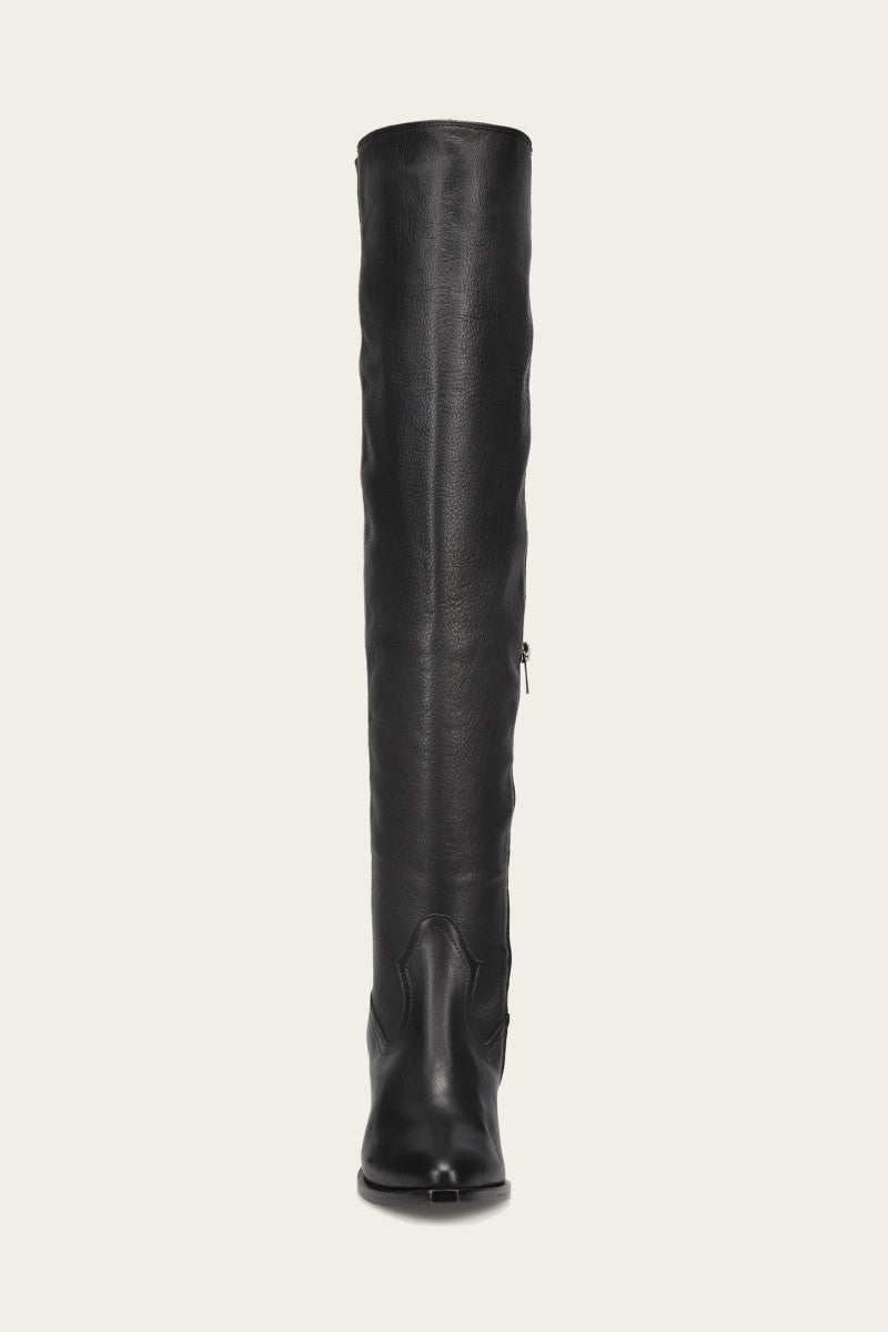 June Over The Knee Boot - Black - Front