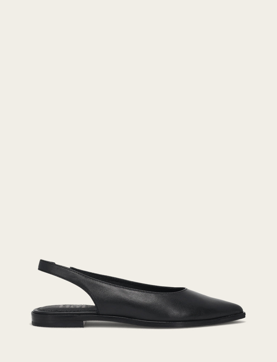 Kenzie Slingback Flat - Black - Outside