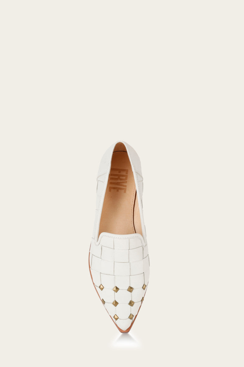 Kenzie Studded - White - Top Down