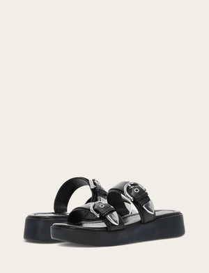Maya Buckle Sandal - Black - Pair
