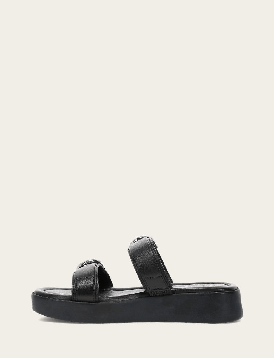 Maya Buckle Sandal - Black - Inside