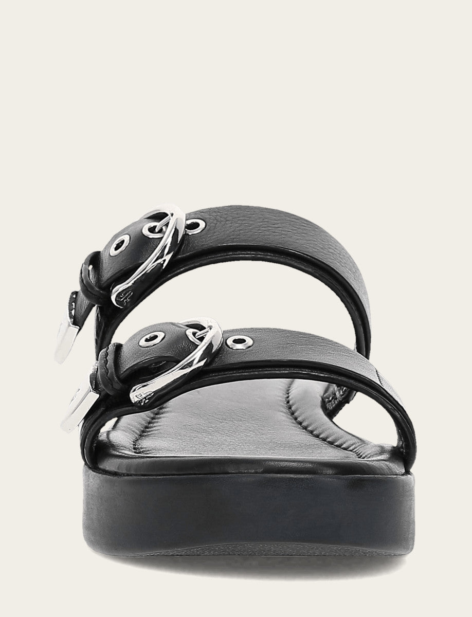 Maya Buckle Sandal - Black - Front