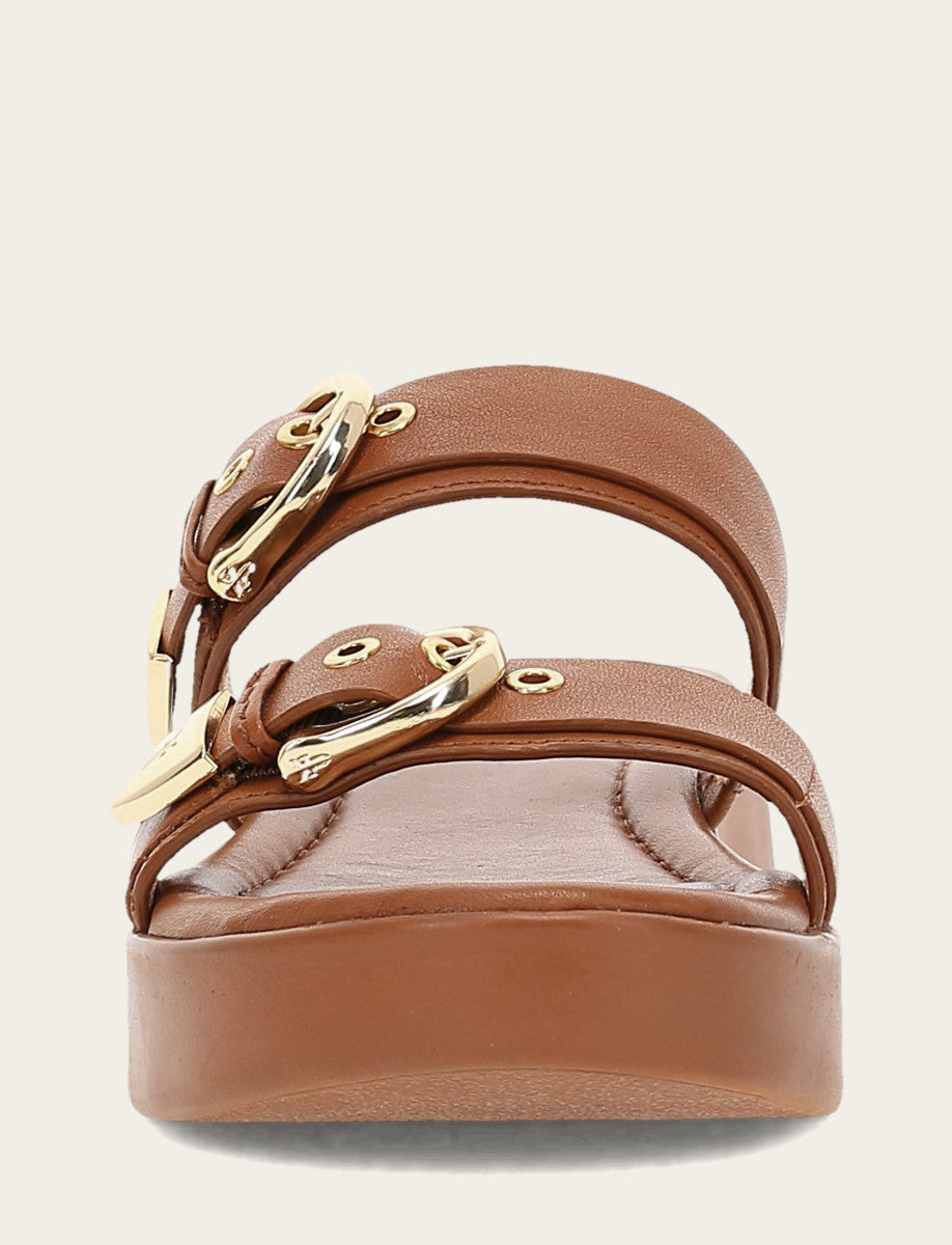 Maya Buckle Sandal - Dark Latte - Front