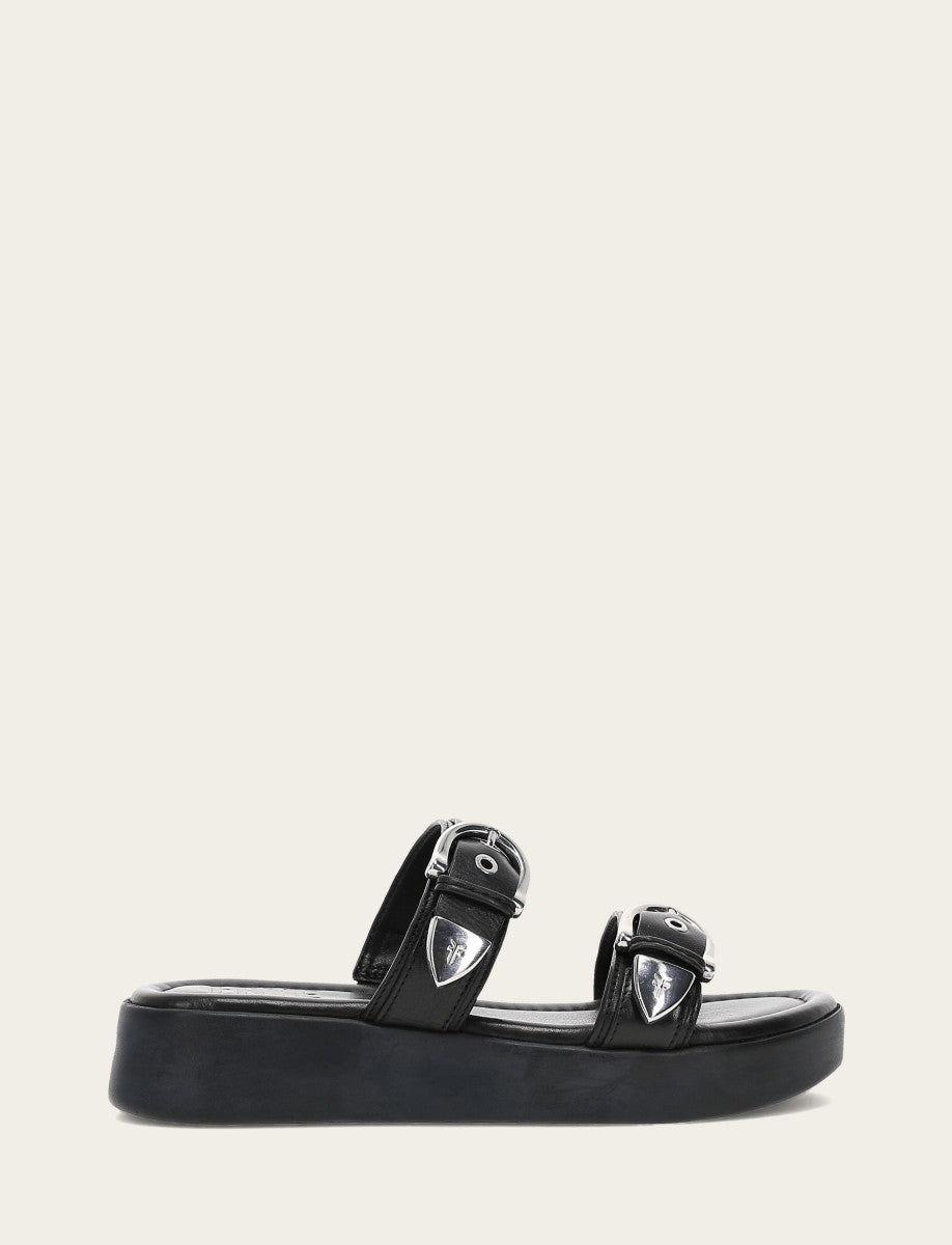 Maya Buckle Sandal - Black - Outside