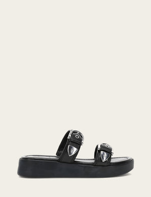 Maya Buckle Sandal - Black - Outside