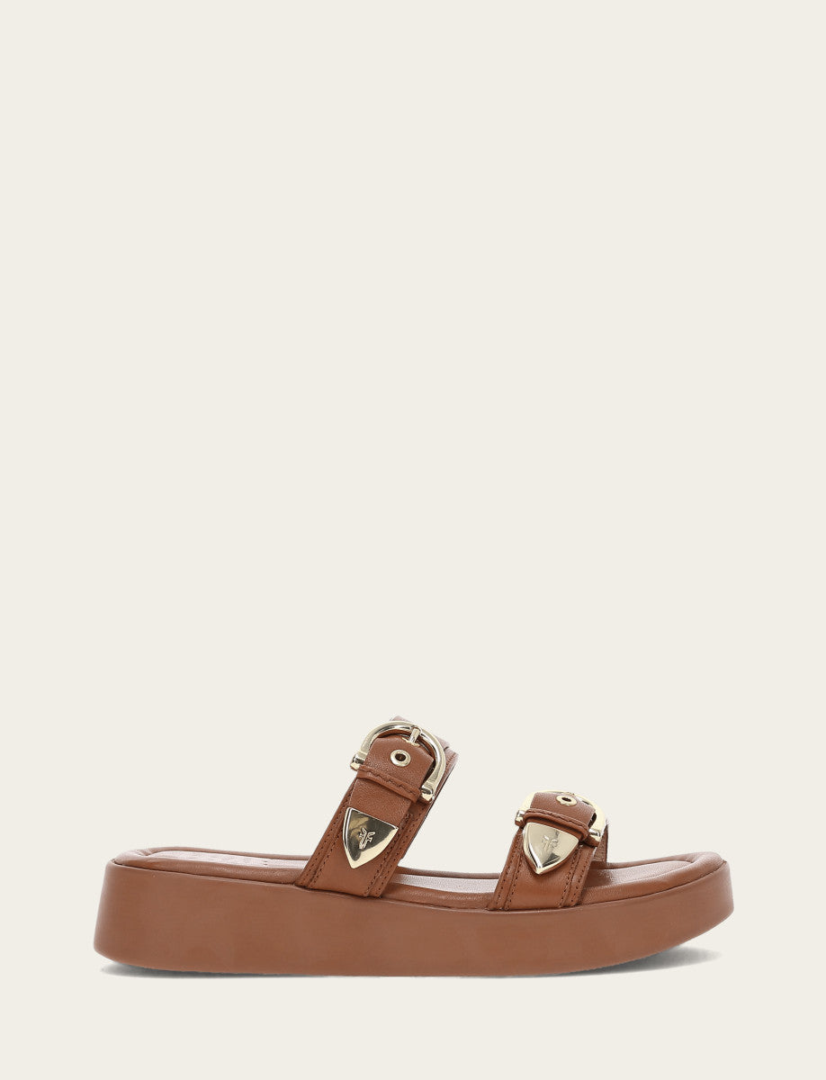 Maya Buckle Sandal - Dark Latte - Outside