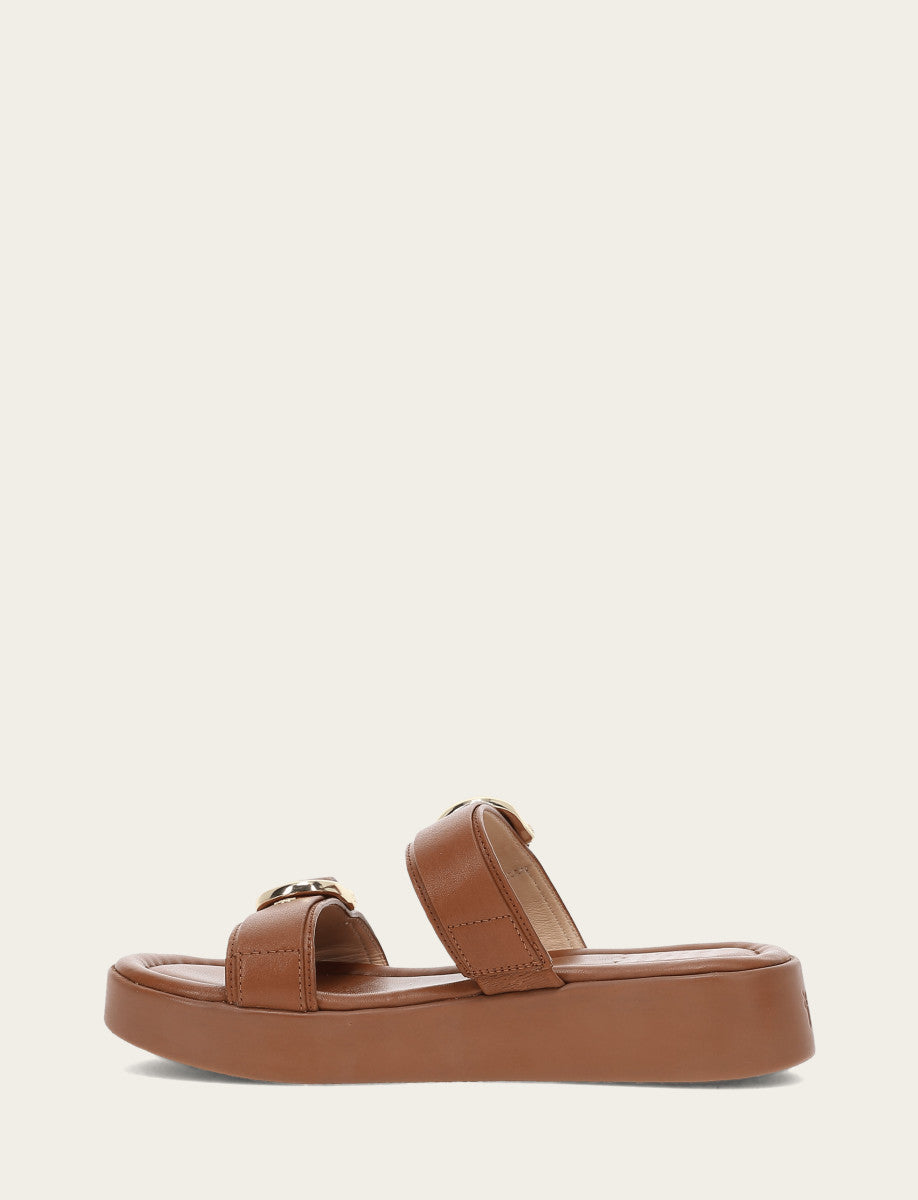 Maya Buckle Sandal - Dark Latte - Inside