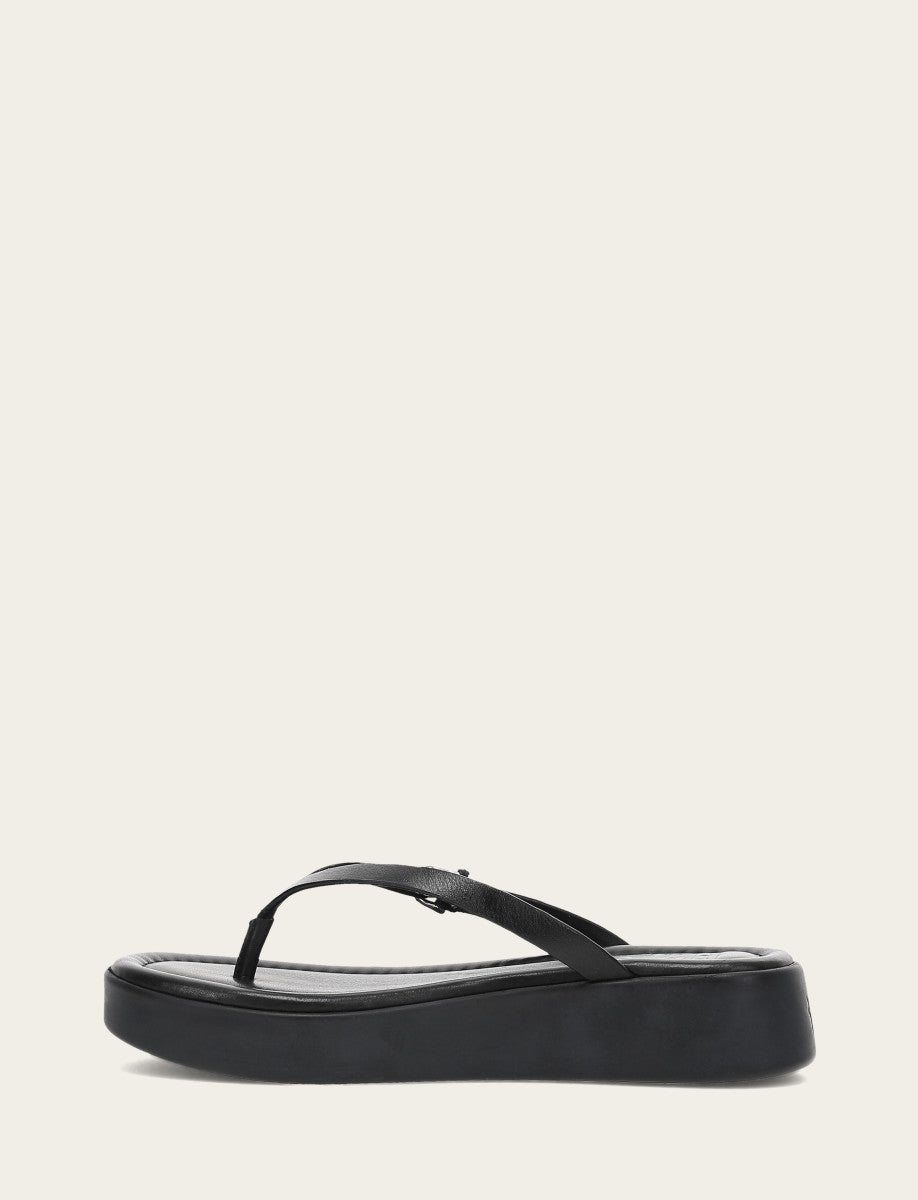 Maya Buckle Thong Sandal - Black - Inside