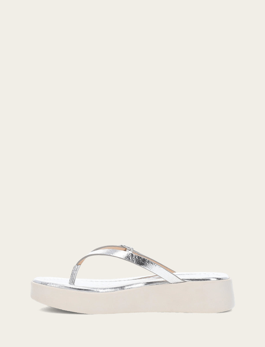 Maya Buckle Thong Sandal - Silver - Inside