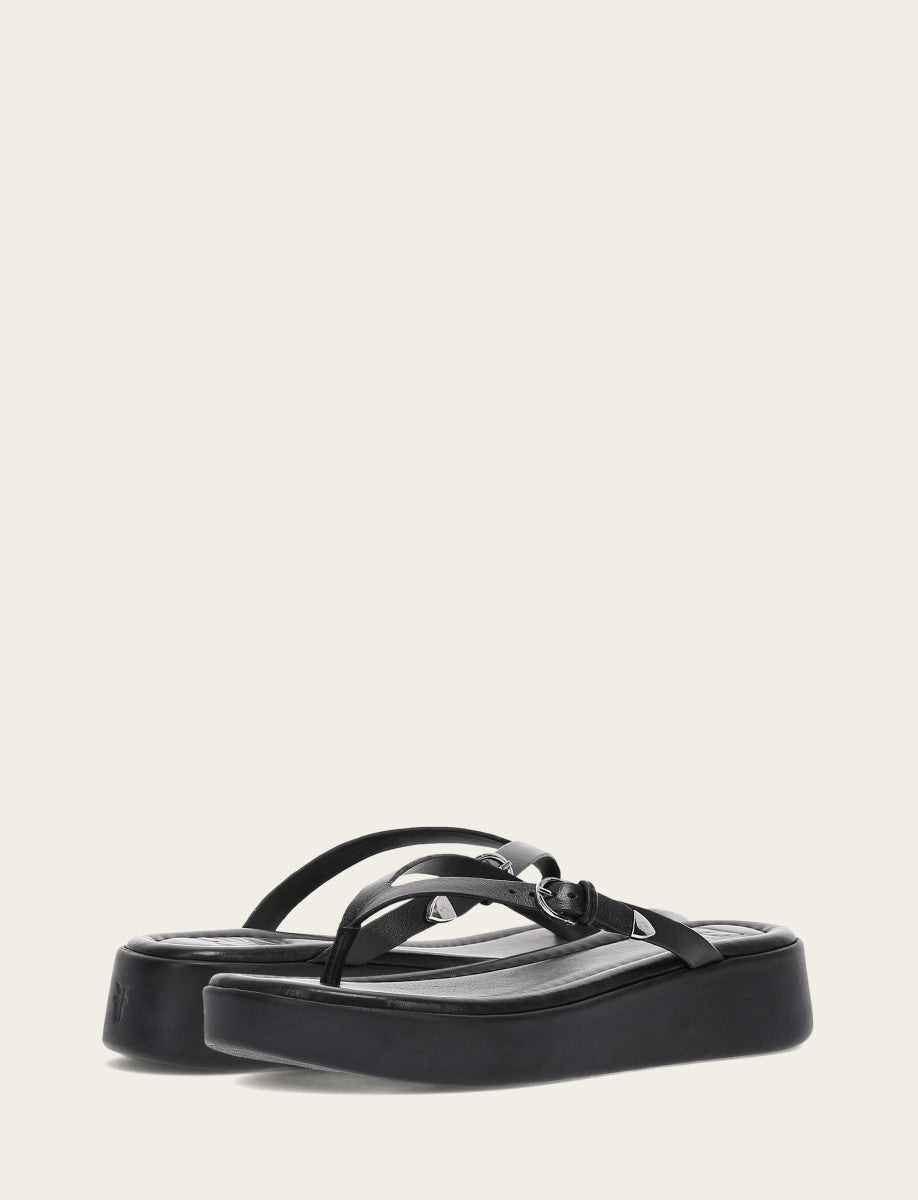 Maya Buckle Thong Sandal - Black - Pair