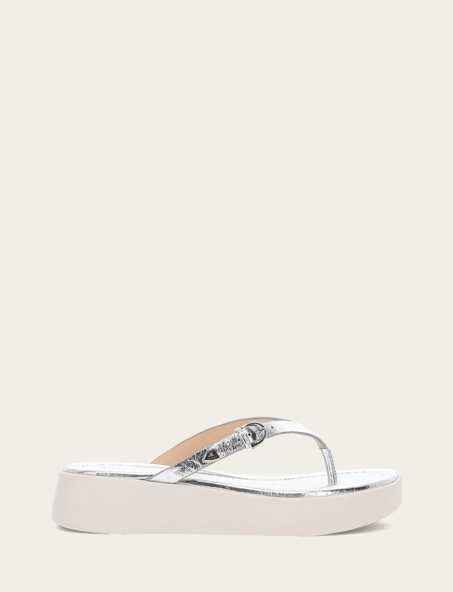 Maya Buckle Thong Sandal - Silver - Outside
