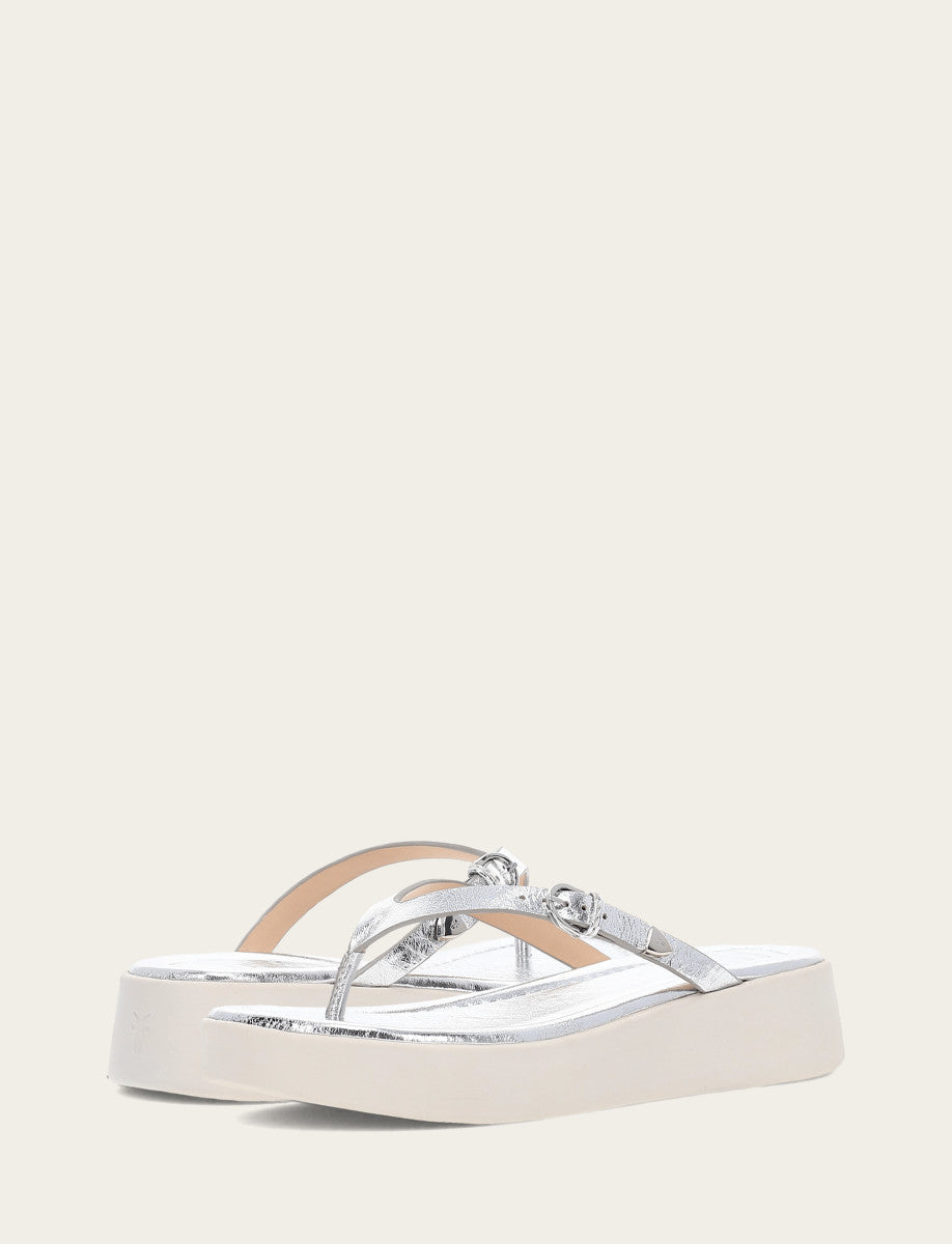 Maya Buckle Thong Sandal - Silver - Pair