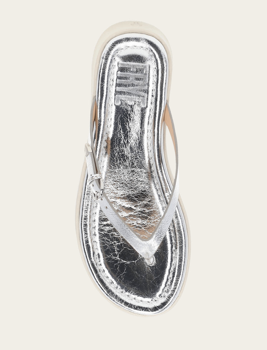 Maya Buckle Thong Sandal - Silver - Top Down