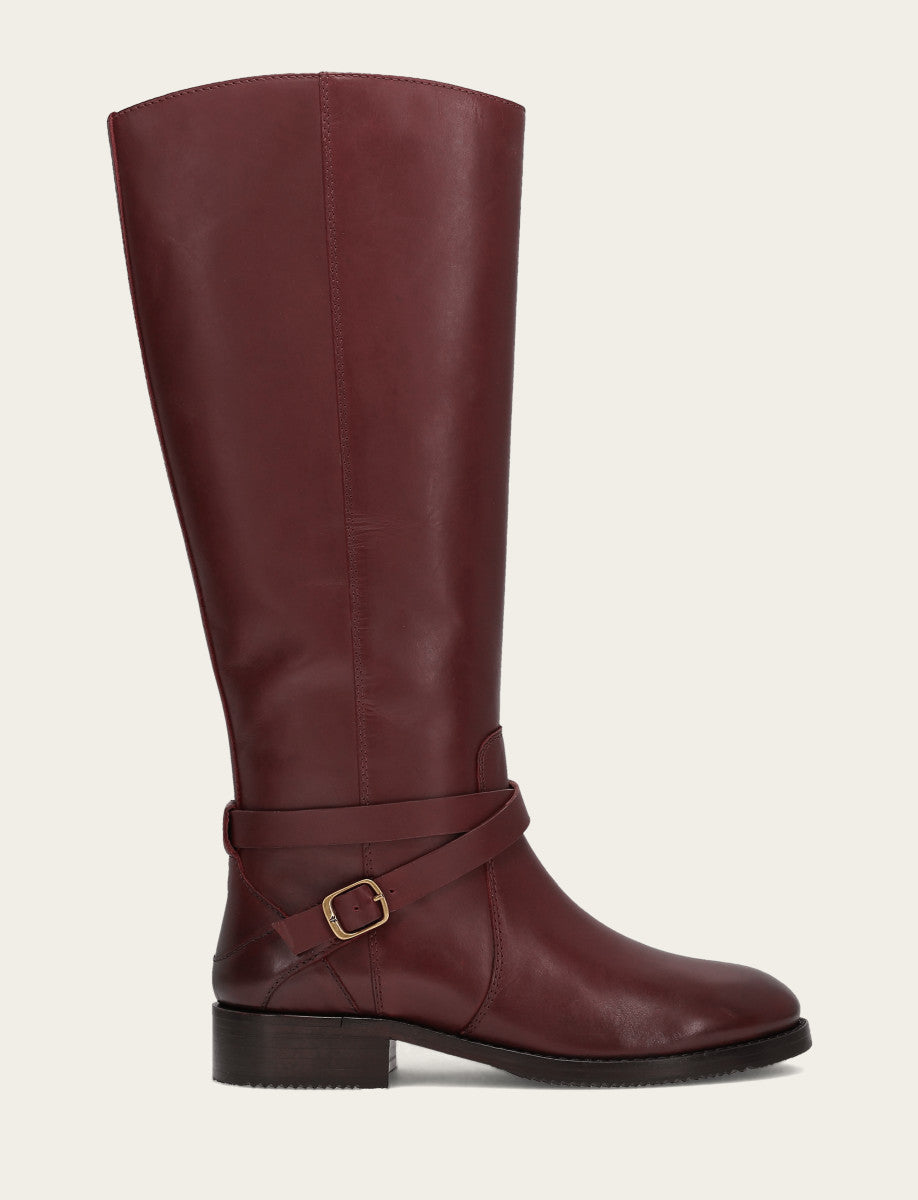 Melissa Belted Riding Wc - Merlot - Outside