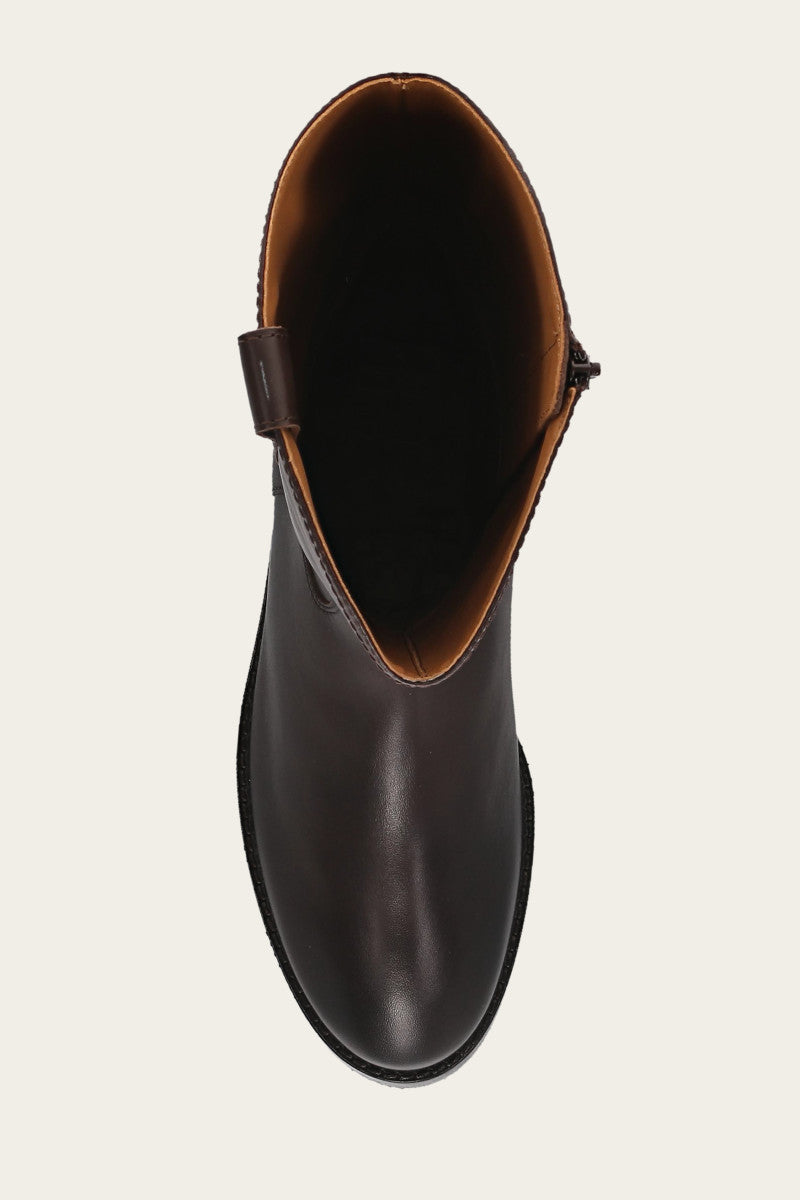 Melissa Button Tall Inside Zip - Dark Brown - Top Down