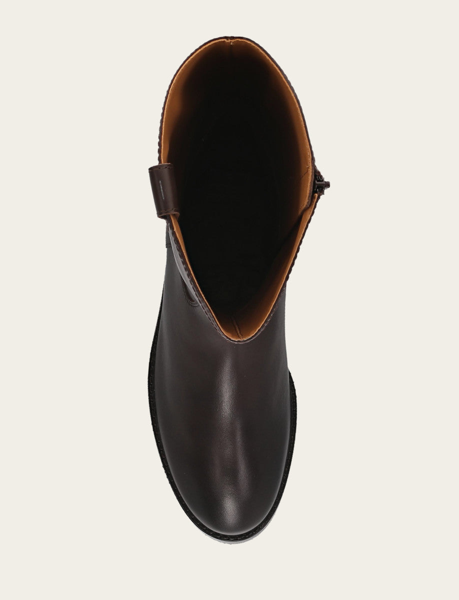 Melissa Button Tall Inside Zip - Dark Brown - Top Down