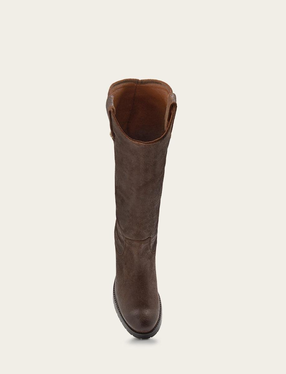 Melissa Double Sole Button Lug Tall - Brown - Top Down