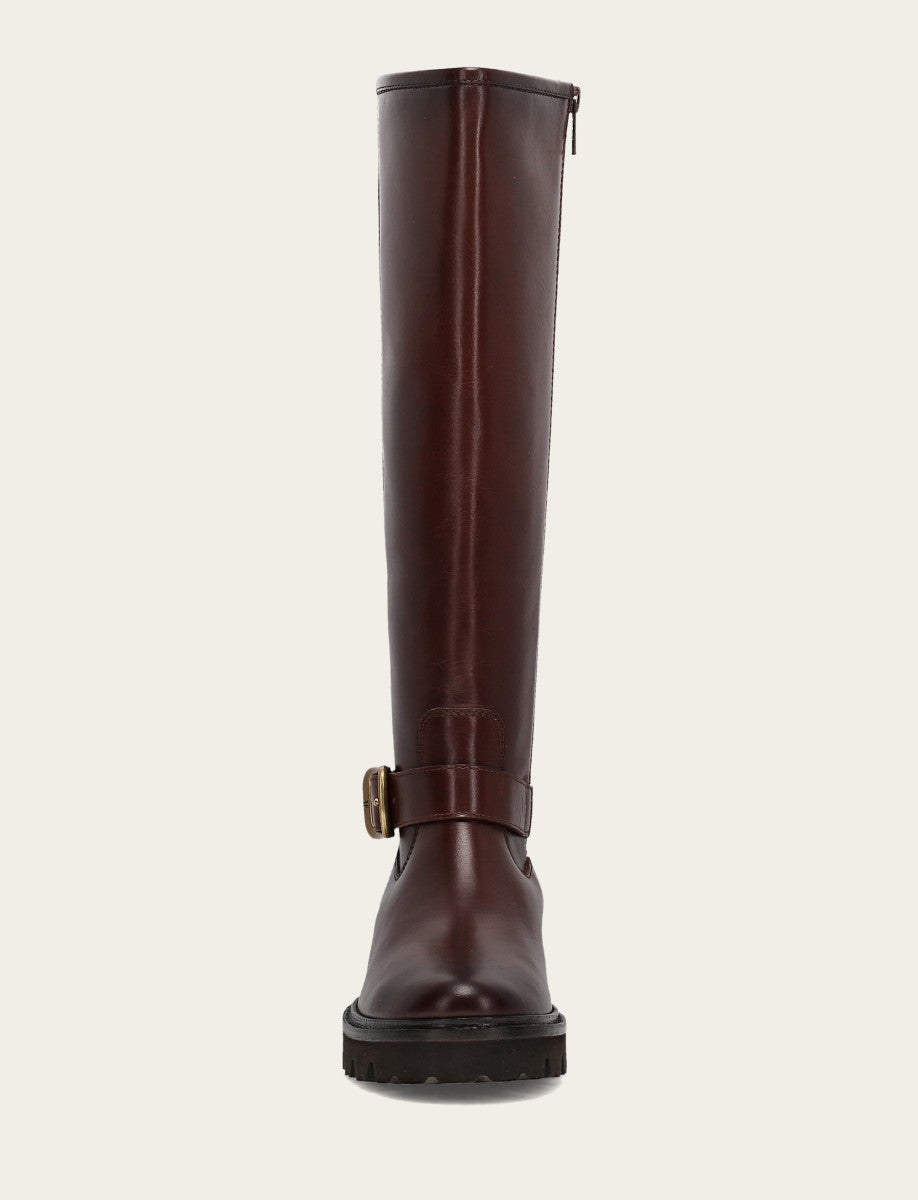 Olivia Buckle Tall - Bourbon - Front