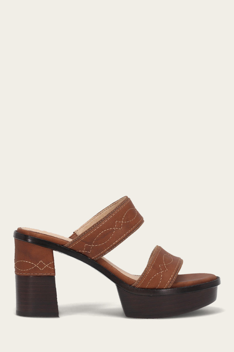 Pipa Woodstock 2 Band Platform Sandal - Saddle - Outside