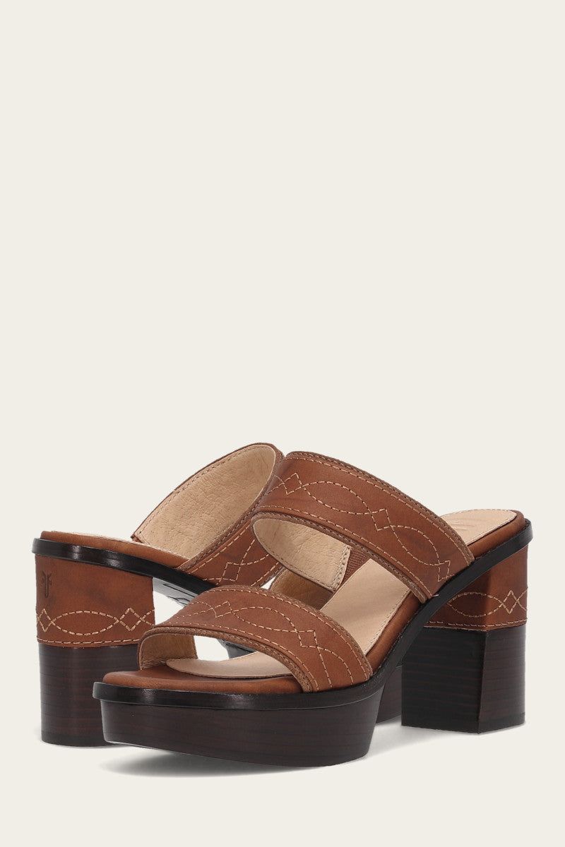 Pipa Woodstock 2 Band Platform Sandal - Saddle - Pair