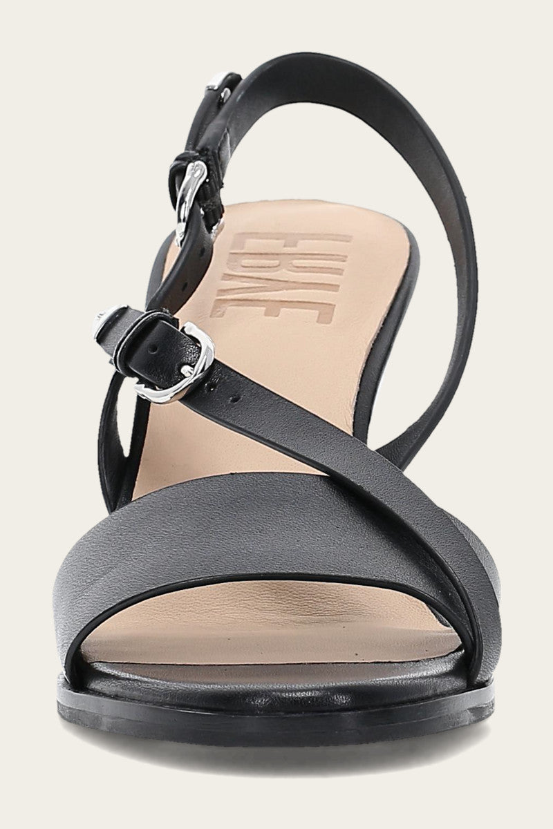 Rachel Buckle Sandal - Black - Front