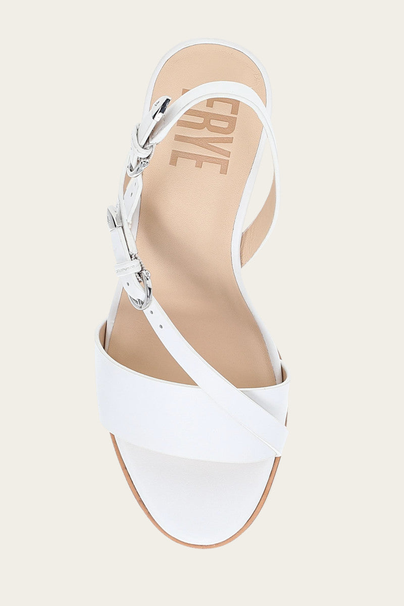 Rachel Buckle Sandal - White - Top Down